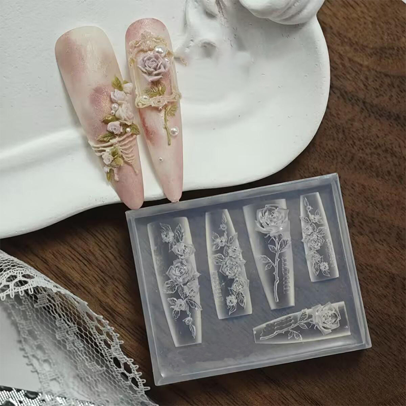 Nail Art Zone - Z. แม่พิมพ์ซิลิโคนสำหรับตกแต่งเล็บแบบยืดหยุ่น สร้างลายดอกกุหลาบ สำหรับงานออกแบบมืออาชีพและการทำเครื่องประดับ