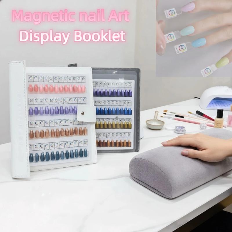 Nail Art Vector - สมุดสีแม่เหล็กสำหรับทำเล็บ 48/96/144/192 สี พร้อมแผ่นแสดงสีอะคริลิคขนาดใหญ่สำหรับเก็บและทดสอบสี ▪