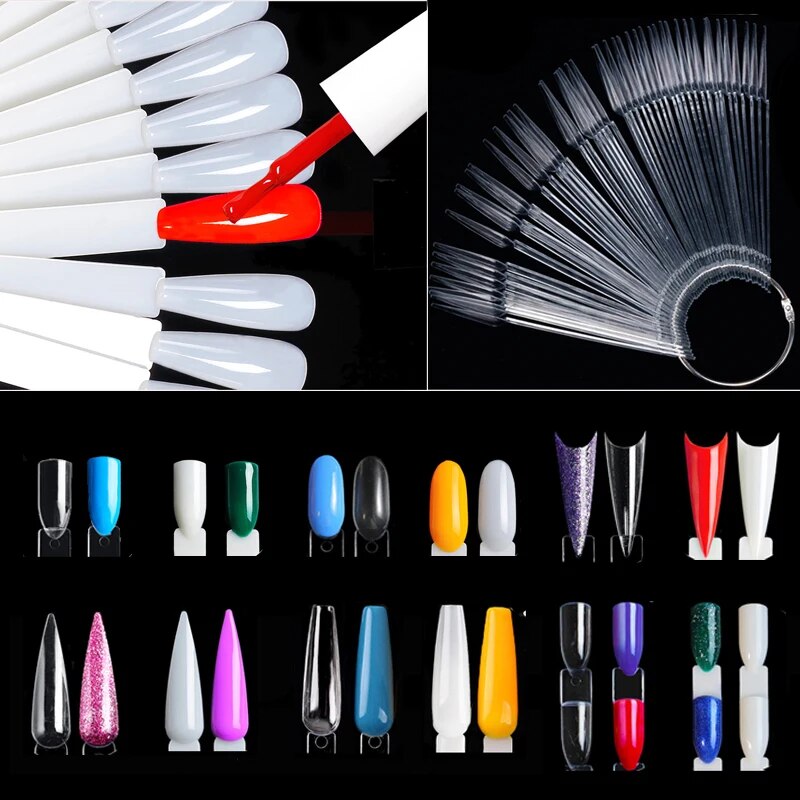 Nail Art Vector - จอแสดงผลเล็บ Sticks สีธรรมชาติที่ชัดเจนเล็บ Swatch แผนภูมิแหวนเคล็ดลับเล็บปลอมเจล Polish