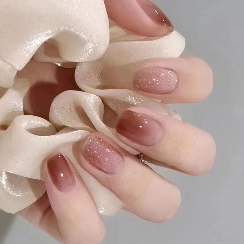 24 ชิ้นสั้นเล็บไล่โทนสีด้วยกาว - Nail Art Simple Elegant บทวิจารณ์และราคา