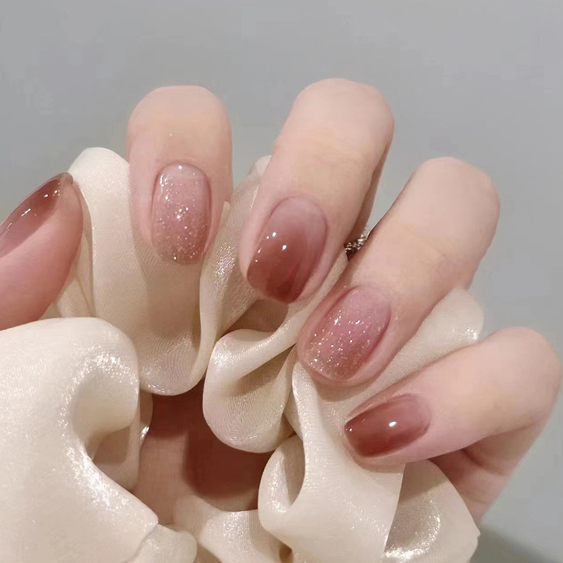 24 ชิ้นคาราเมลสีน้ําตาล Ombre  - Nail Art Simple Elegant บทวิจารณ์และราคา