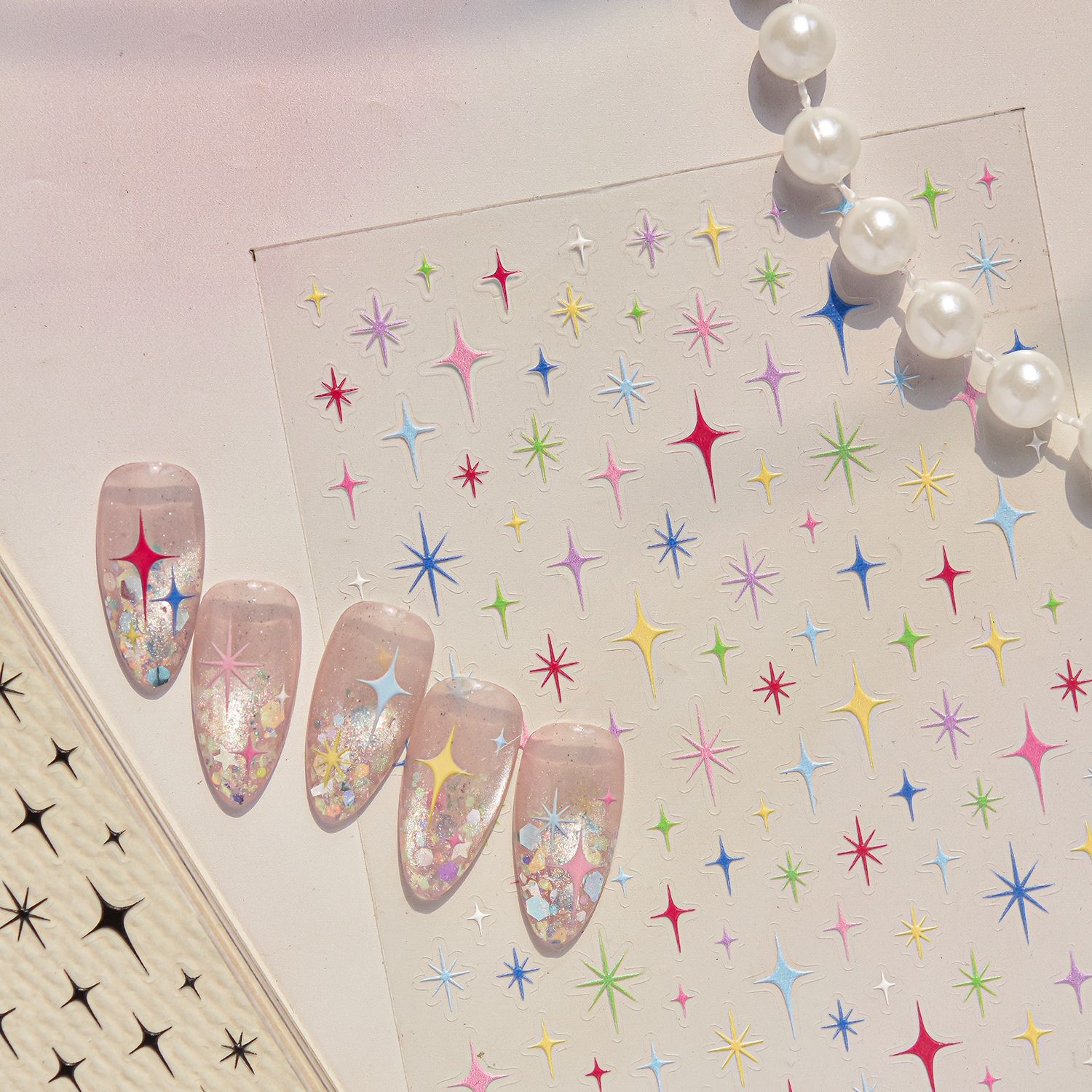 สติกเกอร์ติดเล็บลายดาว 5D แบบเ - Nail Art Simple Elegant บทวิจารณ์และราคา