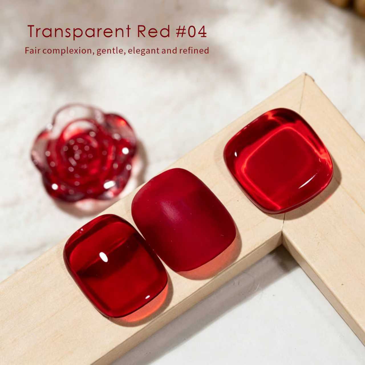กาวทาเล็บสีแดงโปร่งแสง 15 มล., - Nail Art Simple Elegant บทวิจารณ์และราคา