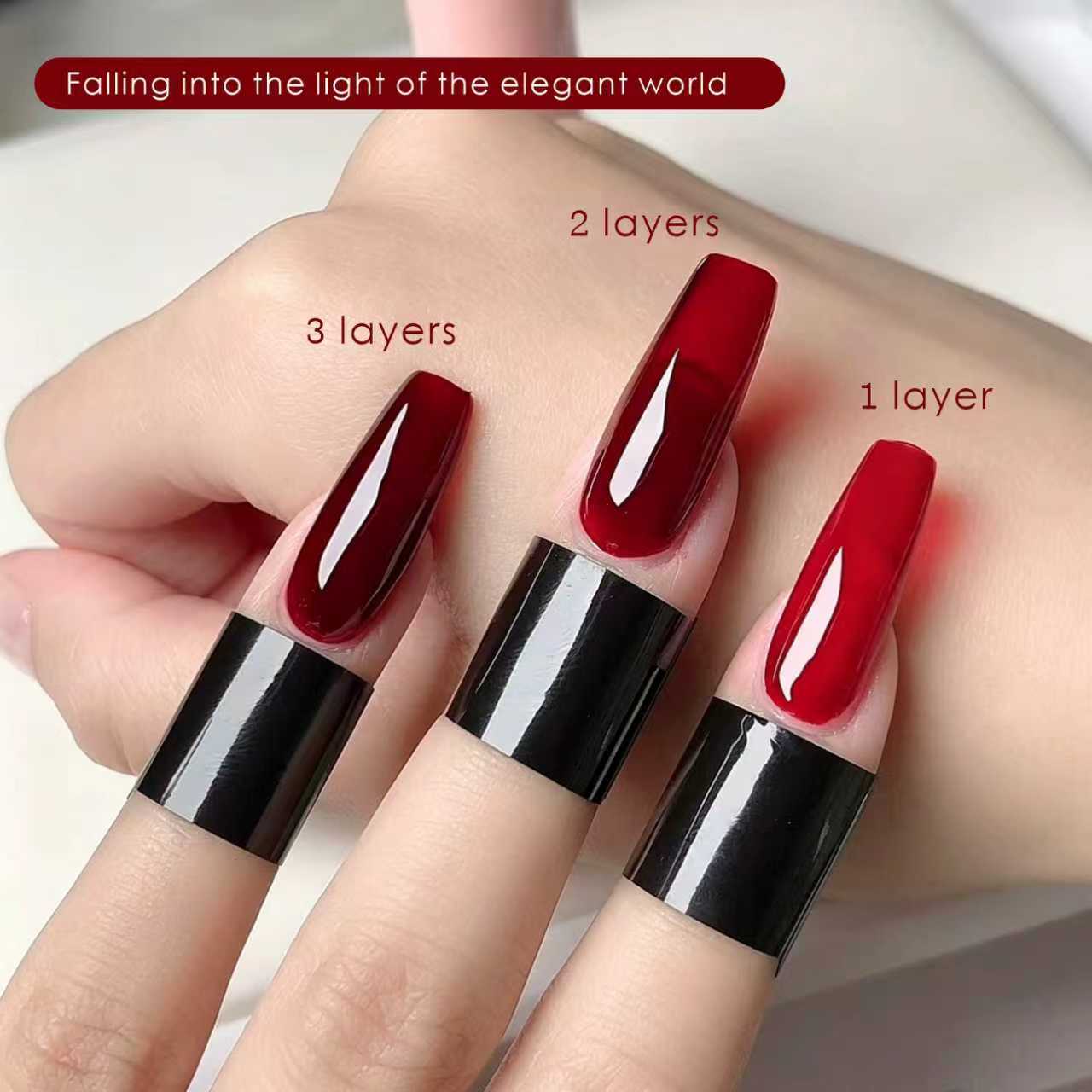 กาวทาเล็บสีแดงโปร่งแสง 15 มล., - Nail Art Simple Elegant บทวิจารณ์และราคา