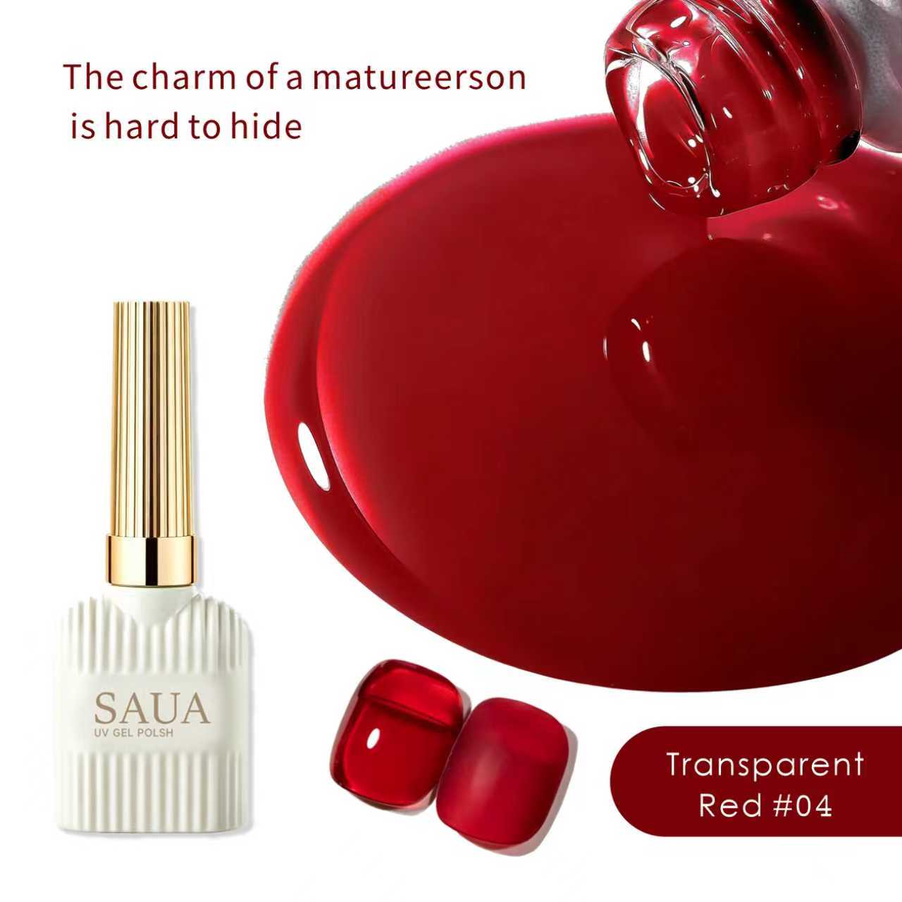 กาวทาเล็บสีแดงโปร่งแสง 15 มล., - Nail Art Simple Elegant บทวิจารณ์และราคา
