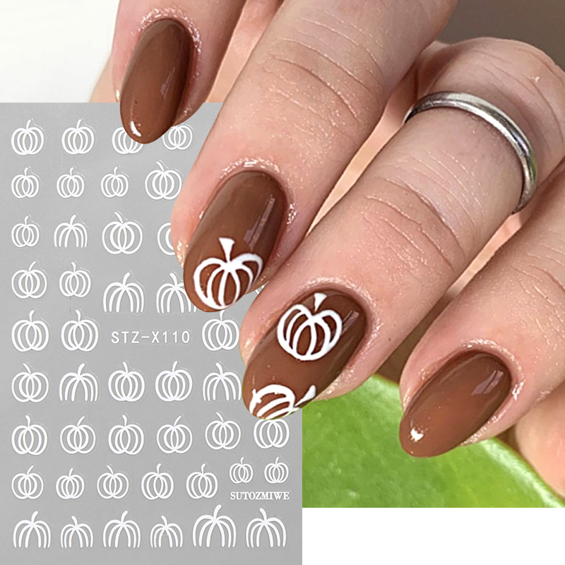 สติ๊กเกอร์ติดเล็บลายฟักทองสีขา - Nail Art Simple Elegant บทวิจารณ์และราคา