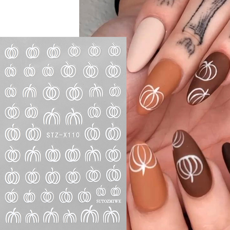สติ๊กเกอร์ติดเล็บลายฟักทองสีขา - Nail Art Simple Elegant บทวิจารณ์และราคา