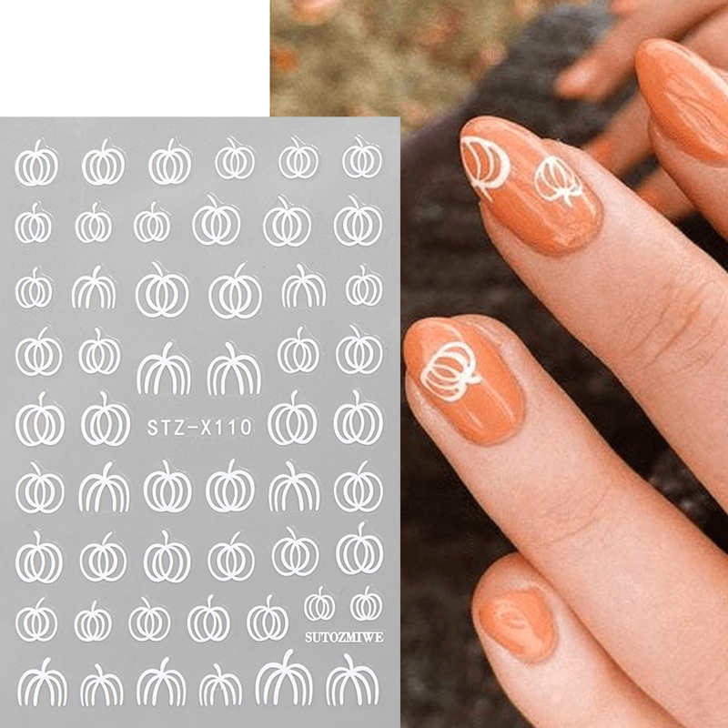 สติ๊กเกอร์ติดเล็บลายฟักทองสีขา - Nail Art Simple Elegant บทวิจารณ์และราคา