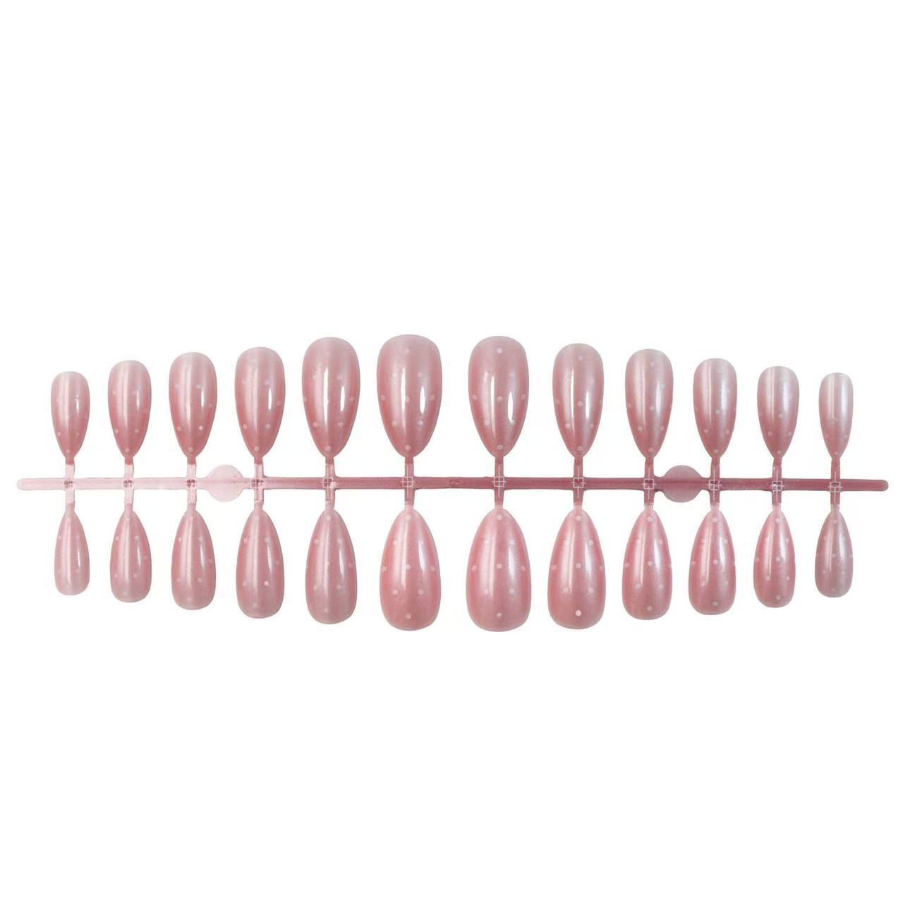 24 ชิ้น เล็บปลอมลายจุดสีขาวนู้ - Nail Art Simple Elegant บทวิจารณ์และราคา