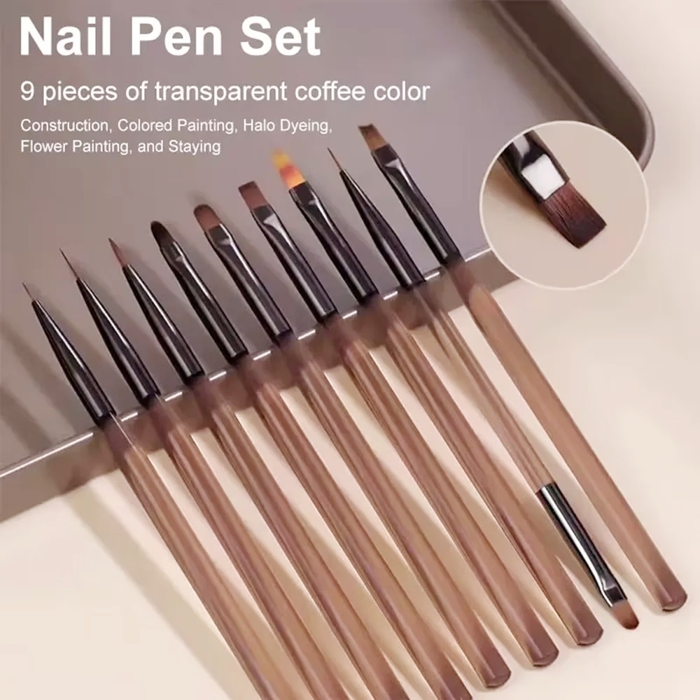 แปรงทำเล็บ 9 ชิ้น สำหรับตกแต่ง - Nail Art Vector บทวิจารณ์และราคา