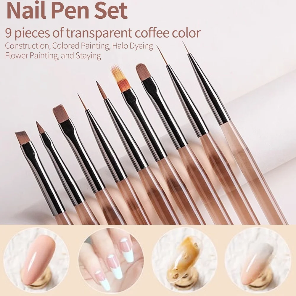 แปรงทำเล็บ 9 ชิ้น สำหรับตกแต่ง - Nail Art Vector บทวิจารณ์และราคา