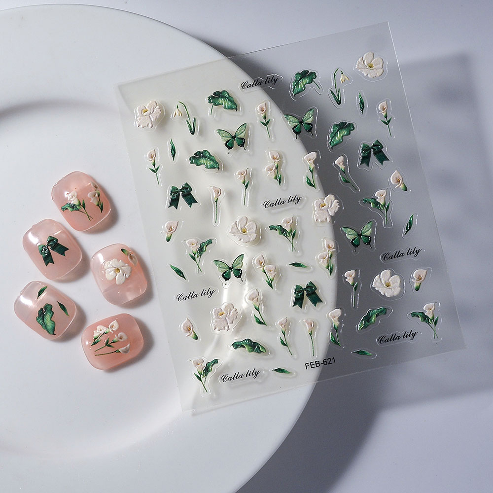 1 ชิ้น 5D สติกเกอร์ดอกไม้ย้อนย - Nail Art Simple Elegant บทวิจารณ์และราคา